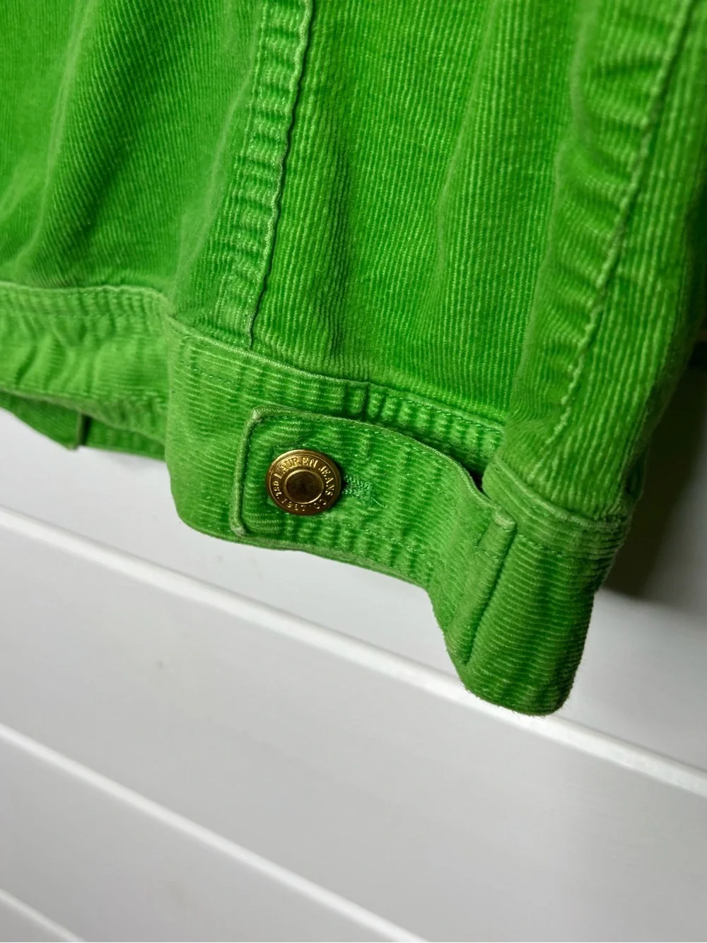 Lauren Jeans Co. Lime Green Corduroy Jacket Size M Gold Buttons 100% Cotton - Picture 10 of 15